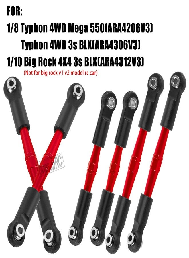 hopsupRC قطع غيار hopsupRC RC قابلة للتعديل لتعديل زاوية العجلات لسيارات التحكم عن بعد Typhon 4WD 3S MEGA 550 BLX بمقياس 1/8 و Big Rock 4X4 V3 3S BLX بمقياس 1/10، مجموعة قضبان ربط، وصلات توجيه قابلة للتعديل، 6 قطع (أحمر). - Image 2